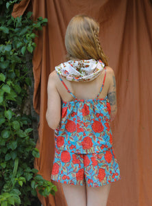 Conjunto Estilo Pijaminha - Estampa Blockprint -  Turqueza Tropical